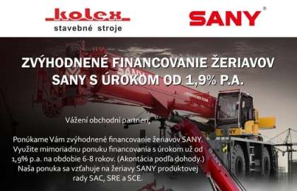 ZVÝHODNENÉ FINANCOVANIE ŽERIAVOV SANY